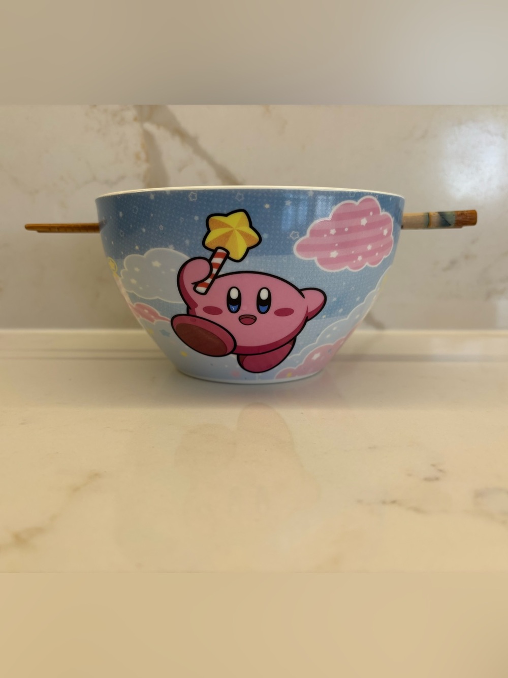 Bioworld Kirby Ceramic Ramen Bowl with Star Wand Design Nintendo Dreamland